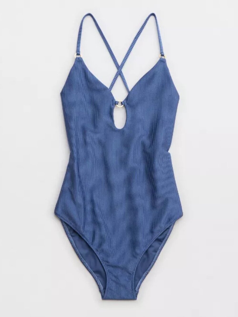 Aerie Shine Rib full coverage one piece swim suit size M